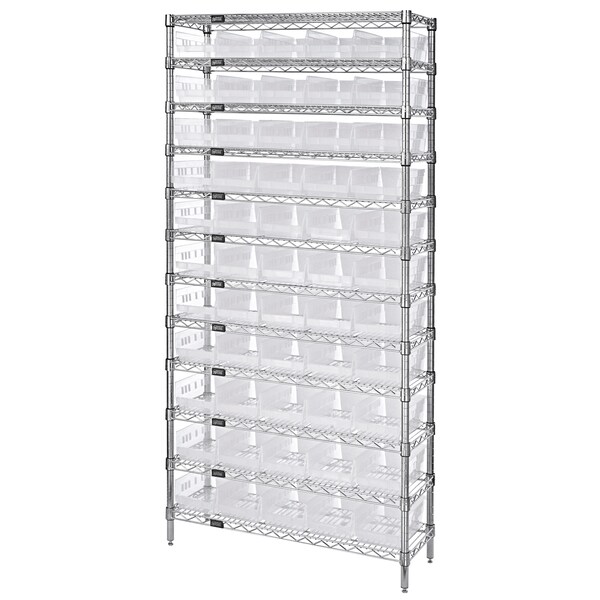 Quantum Storage Systems Steel Wire Bin Shelving, 36" W x 74" H x 18" D, 12 Shelves, Silver WR12-104CL - main